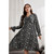 Women Large Size V-neck Long Sleeve Cover Belly Dress (Color:Black Size:XXXXL)