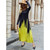 Women Solid Color Printed Dress (Color:Yellow Size:S)