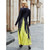 Women Solid Color Printed Dress (Color:Yellow Size:S)