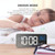 Bedside Alarm Clock Sound Control Mirror LED Music Clock (White)
