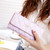 Fashion Argyles Texture Metal Crown 3-Folding Long Design PU Leather Wallet Coin Purse for Women(Purple)