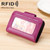 KB188 Horizontal Cowhide Leather Organ Shape Multiple Card Slots Anti-magnetic RFID Wallet for Ladies, with Transparent Window(Purple)