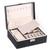 Simple Double-Layered Wooden Leather Jewelry Box With Lock Earrings Jewelry Box(Black)