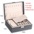 Simple Double-Layered Wooden Leather Jewelry Box With Lock Earrings Jewelry Box(Black)