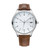 YAZOLE 502 Arabic Numerals Men Business Watch Fashion Quartz Watch(Silver Shell White Tray Brown Belt)