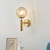 6102 Round Glass LED Wall Light Hotel Bedroom Bedside Living Room, Power source: 5W White Light(Copper Topic Striped Lampshade)