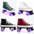 Flash Roller Skates Shoes Adult Children Four-Wheel Canvas Roller Skates Shoes Double Row Roller Skates Shoes, Size: 40(Burgundy  + Special Bag)