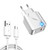 LZ-819A+C 18W QC3.0 USB + PD USB-C / Type-C Interface Travel Charger with Indicator Light + USB to Micro USB Fast Charging Data Cable Set, EU Plug(White)