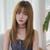 Ladies Long Straight Hair Air Bangs Wig Hair Set, Colour: Cool Brown