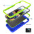 For iPhone 12 Pro Max Wave Pattern 3 in 1 Silicone+PC Shockproof Protective Case(Blue+Olivine)