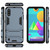 For Samsung Galaxy M01 PC + TPU Shockproof Protective Case with Invisible Holder(Navy Blue)