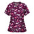 Printed V-neck Mid-length Nurse Uniform T-shirt (Color:Purple Size:XXL)
