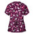 Printed V-neck Mid-length Nurse Uniform T-shirt (Color:Purple Size:XXL)