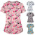 Loose Printed Hedging Thin T-shirt Nurse Uniform (Color:White Size:S)
