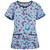 Printed Round Neck Slim-fit Nurse Uniform T-shirt (Color:Light Blue Size:XXL)