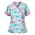 Printed V-neck Mid-length Nurse Uniform T-shirt (Color:Beige Size:XL)