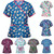 Printed V-neck Mid-length Nurse Uniform T-shirt (Color:Beige Size:XL)