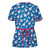 Printed V-neck Mid-length Nurse Uniform T-shirt (Color:Dark Blue Size:M)