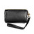2033 Lady Portable Zipper Leather Wallet Purse Small Cosmetic Bag with Lanyard(Black)