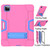 For iPad Pro 12.9 2021 / 2020 / 2019 Contrast Color Silicone + PC Protective Tablet Case with Holder(Rose Red + Blue)