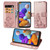 For Samsung Galaxy A21s Lucky Clover Pressed Flowers Pattern Leather Case with Holder & Card Slots & Wallet & Hand Strap(Rose Gold)