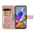 For Samsung Galaxy A21s Lucky Clover Pressed Flowers Pattern Leather Case with Holder & Card Slots & Wallet & Hand Strap(Rose Gold)