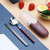 2 in 1 Simple Child Student Travel Portable 304 Stainless Steel Spoon Chopsticks Cutlery Set(Brown)