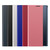For Galaxy S10 Plus Side Display Magnetic Horizontal Flip Plain Texture Cloth + PC Case with Holder & Sleep / Wake-up Function(Dark Blue)