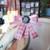 Women Fresh Plaid Bow Tie Diamond Bow-knot Brooch Shirt Accessories(Pink)