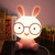 Fashion Cute Cartoon Rabbit LED 3-modes Dimming Touch Control Bedside Lamp, US Plug(Pink)