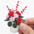 3 PCS 1:12 Mini Dollhouse Furniture Garden Balcony Decoration Flower Cluster with White Porcelain Flowerpot(Red+Pink)