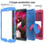 For iPad 10.2 Shockproof Two-Color Silicone Protection Case with Holder & Pen Slot(Hot Pink+Blue)