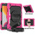 For iPad 10.2 Shockproof Colorful Silica Gel + PC Protective Case with Holder & Shoulder Strap & Hand Strap & Pen Slot(Hot Pink)