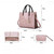 3 in 1 Leather Women Large Tote Bags Shoulder Bag Messenger Bag Purse(Pink)