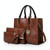 3 in 1 Leather Women Large Tote Bags Shoulder Bag Messenger Bag Purse(Brown)