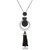 Women Tasseled Necklace Sweater Chain(Black)