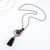 Women Tasseled Necklace Sweater Chain(Green)