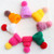 12PCS Cute Mini Knitted Hairball Hat Brooch Sweater Pins Badge(Lotus red)
