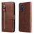 For Samsung Galaxy M52 5G Calf Texture Zipper Horizontal Flip Leather Phone Case(Brown)
