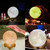 15cm Touch Control 3D Print Moon Lamp, USB Charging 16-color Changing LED Energy-saving Night Light with Wooden Holder Base & Remote Control