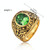 Retro Round Gemstone Carved Soldier Army Military Titanium Steel Ring for Men, US Size: 8, Diameter: 18.2mm, Perimeter: 57mm(Green)