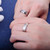 Fashion Rhinestone Love Heart Splice Couples Ring Fine Titanium Steel Ring for Men and Women(Silver without Diamond, US Size: 8)