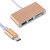 5 in 1 Micro SD + SD + USB 3.0 + USB 2.0 + Micro USB Port to USB-C / Type-C OTG COMBO Adapter Card Reader for Tablet, Smartphone, PC(Gold)