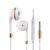 White Wire Body 3.5mm In-Ear Earphone with Line Control & Mic(Gold)