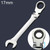 17mm Dual-use Opening Plum Ratcheting Angled Wrench , Length: 22.5cm(Silver)