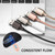 8 Pin Interface Zinc Alloy Marquee Luminous Intelligent Automatic Power off Charging Data Cable(black)