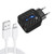 PD03 20W PD3.0 + QC3.0 USB Charger with USB to 8 Pin Data Cable, EU Plug(Black)