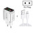 F002C QC3.0 USB + USB 2.0 LED Digital Display Fast Charger with USB to 8 Pin Data Cable, EU Plug(White)
