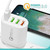 QC-04 QC3.0 + 3 x USB2.0 Multi-ports Charger with 3A USB to 8 Pin Data Cable, EU Plug(Black)