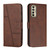 For Tecno Camon 17P Stitching Calf Texture Buckle Leather Phone Case(Brown)